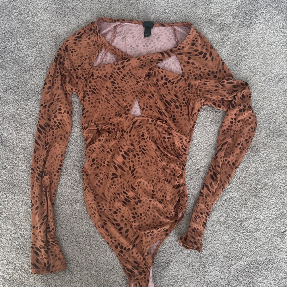 Wild Fable Brown Patterned Bodysuit